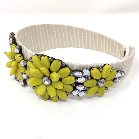 ✨YELLOW FLOWER CRYSTAL AND GLASS BEADED HEADBAND✨ - Picture 1 of 12